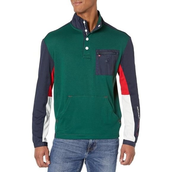 Nautica Other - Nautica Competition Mens XL Mock Neck Green Pullover Blue Shirt Jacket K27625
